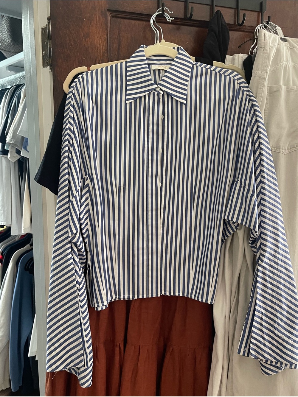 Striped Blue and White Button-Up